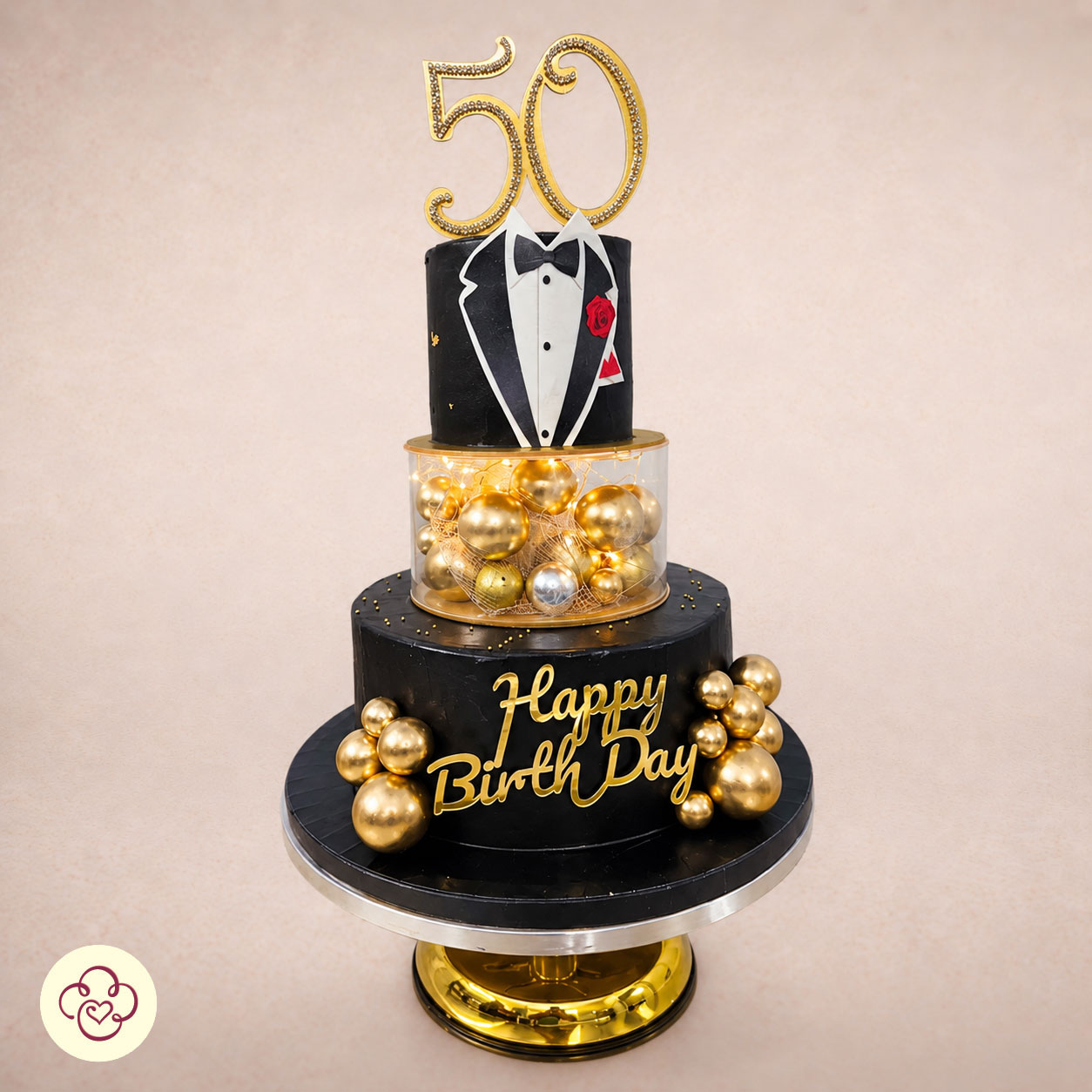 Black Tuxedo Milestone Cake