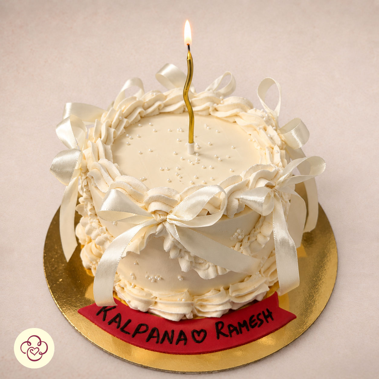 Vintage Ribbon Anniversary Cake
