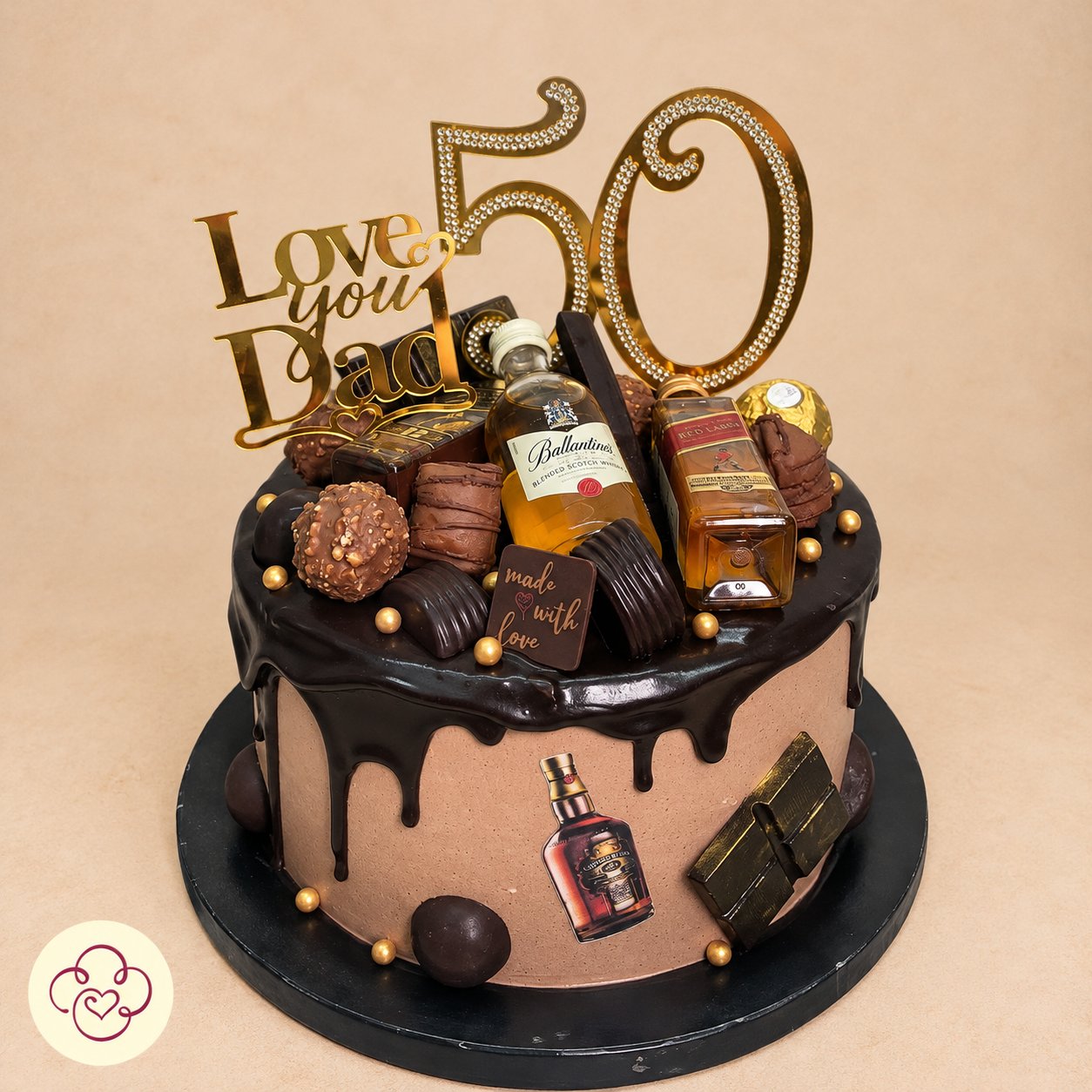 Chocolate Whisky 50th Birthday Cake