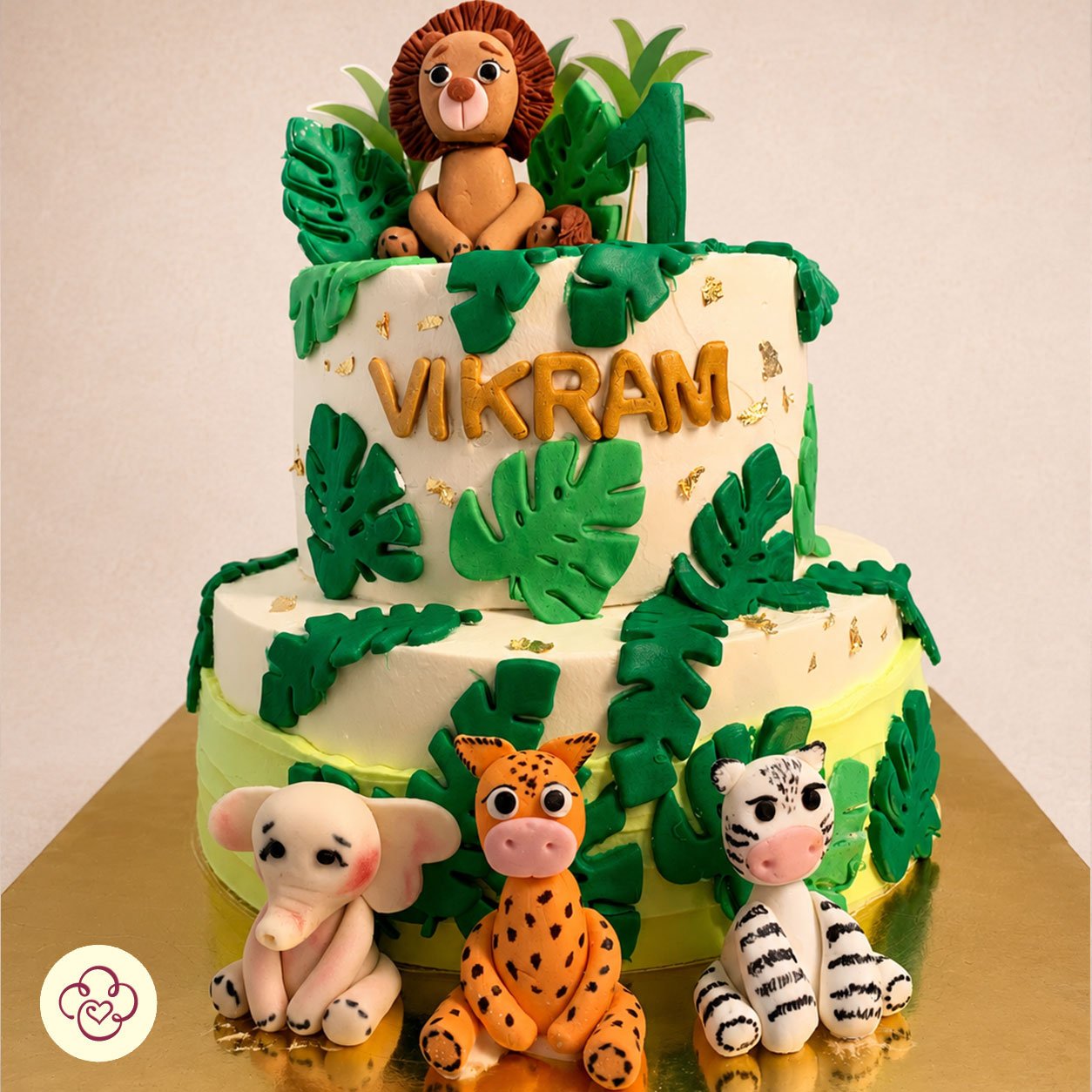 Jungle Safari Theme Cake with Fondant Figures
