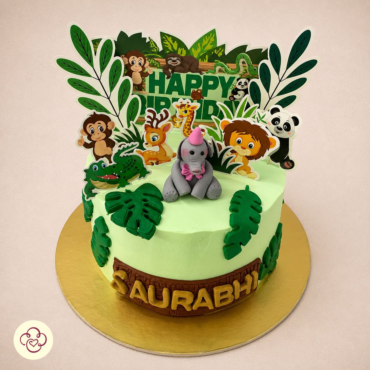 Jungle Safari Theme Cake with Paper Cut-Outs